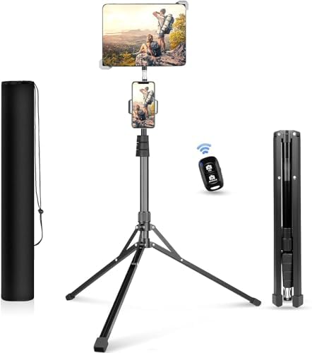 UBeesize 67’’ iPad Stand Floor，Tablet with Height Adjustable Holder，iPad Holder 360° Rotating Tripod Mount for Phone, 1-8, Air, Pro, All 8.9-11.9 Inch Tablets by UBeesize