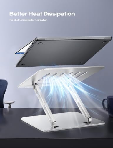 Portable Laptop Stand, Aluminum Laptop Stand for Desk - Silver - Image 4