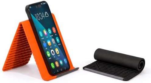 Flexible Silicone Phone Stand, Foldable Portable Tablet Holder, Anti-Slip Multi-Angle Desk Stand for iPhone and iPad, Orange and Black, 2 Pack by Unknown