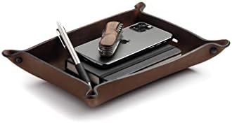 Main Street Forge Leather Valet Tray for Men – Rustic EDC Organizer for Keys, Phone & Wallet – Made in USA – Bootlegger Brown by MainStreetForge