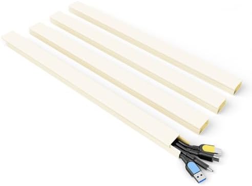 Delamu Wire Covers for 3-4 Cords on Wall, 56.7in Cord Hider, Premium Cable Hider Cord Covers for Wires, Paintable Cable Management Wire Hiders for TV, Cable Cover Raceway Kit, W1.18x H0.6in, Beige by DELAMU