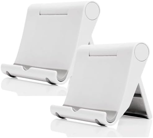 Cell Phone Stand 2 Pack, Desktop Holder for Phones & Tablets (2, White) by JUSDIQIR