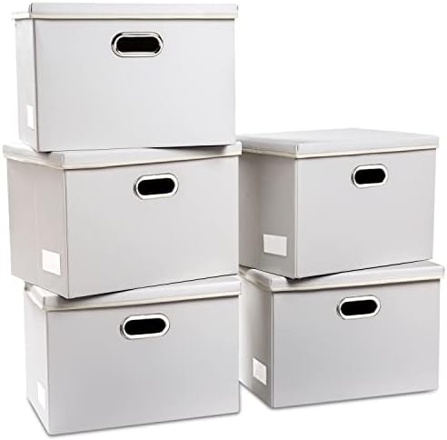 Leather Foldable Storage Bins with Lids,Closet Storage Boxes 40L by Prandom