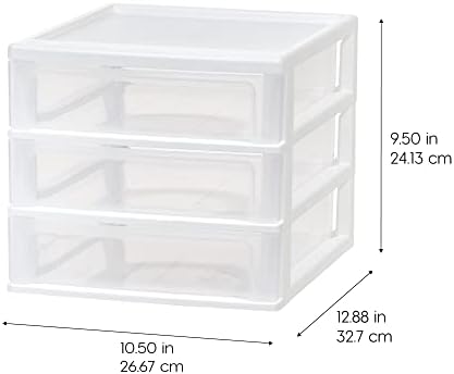 IRIS USA 3-Drawer Medium Stacking Desktop Organizer, White - Image 3