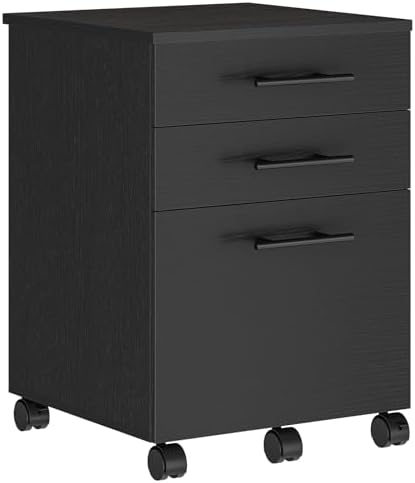 HOOBRO 3-Drawer File Cabinet, Wooden Under Desk Filing Cabinet, fits A4/Letter Size for Home Office, Small Rolling Storage Drawer Chest, Printer Stand with Drawers, Black BK02WJ01G1 by HOOBRO