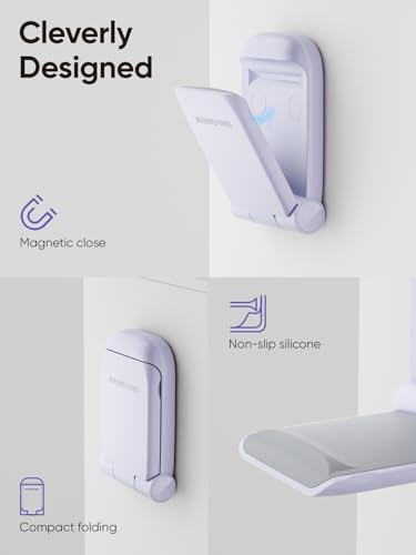 MAMUVIMO Headphone Stand, 2 Pack Headset Stand Foldable＆Sticky, Headphone Holder Hook Mount with Non-Slip Silicone, Adhesive Earphone Desk Hanger Clip Space-Saving for Airpods Max All Earphones Purple - Image 6