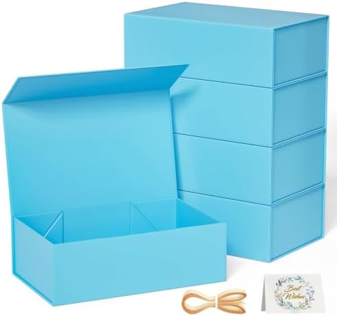 RYDDOY 5 Pack Blue Gift Box, 13.8x9.5x4.3'' Large Gift Boxes with Lids by RYDDOY