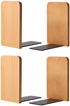 muso wood Beech Book Ends for Shelves, 2 Pairs by Musowood
