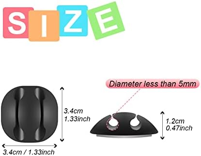 6pcs Black Double Cable Clips for Organizing Desk Phone Charger - Image 2