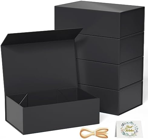 5 Pack Black Gift Box, 9.5x6x3'' Gift Boxes with Lids for Presents by RYDDOY