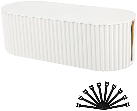 Cable Management Box, Cord Hider Box with Lid, Large, White by FABROK