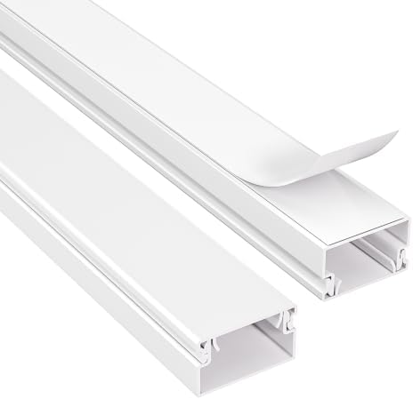 Delamu Cord Hider, 72in Wire Covers for Cords on Wall, Premium Cable Hider Cord Covers for Wires, Cable Management Wire Hiders for TV, Cable Raceway Kit, 2 x L36 W0.95 H0.55in, White - Image 2