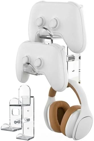 NiHome Controller Holder Wall Mount, Dual Gamepad Headphone Hanger Xbox PS5 by NiHome