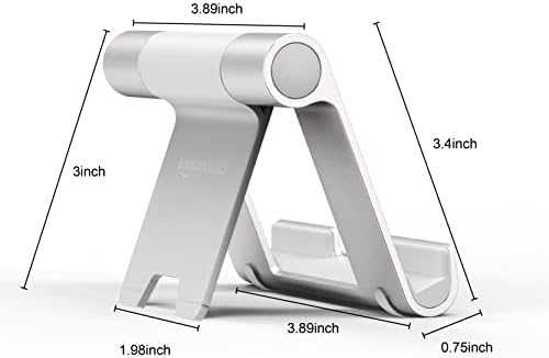 Amazon Basics Multi-Angle Portable Foldable Stand for Tablets, E-Readers and Phones, Non-Slip Desktop Holder for iPads, iPhones, Kindles, Hands-Free Viewing - Silver - Image 6