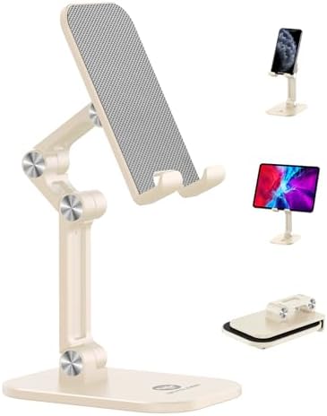 Phone Stand for Desk, Foldable Cell Phone Stand Holder, Beige by OCYCLONE