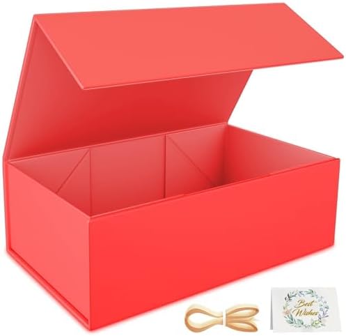 RYDDOY Red Gift Box, 13.8x9.5x4.3'' Large Gift Boxes with Lids by RYDDOY