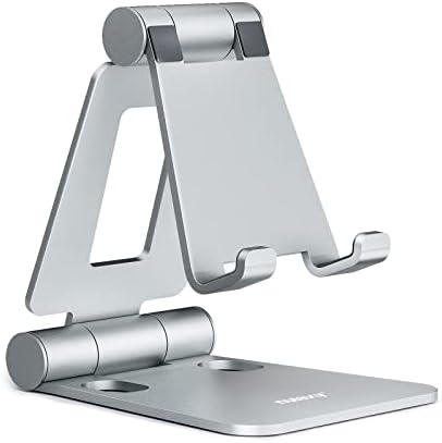 Nulaxy Full Aluminum Dual Folding Cell Phone Stand for Desk, Silver by Nulaxy