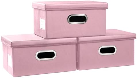 Leather Foldable Storage Boxes with Lids,Closet Storage Bins 15L by Prandom