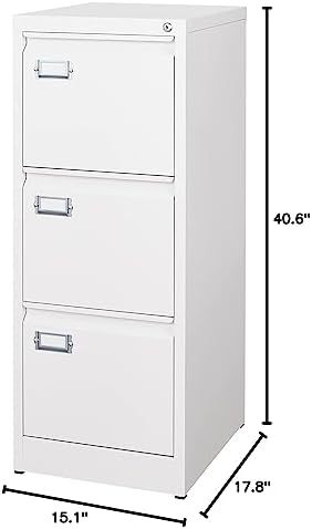 3 Drawer File Cabinet with Lock Metal Vertical File Storage Cabinet Office Home Steel Vertical File Cabinet for A4 Legal/Letter Size Narrow File Cabinet Locked,Assembly Required - Image 3
