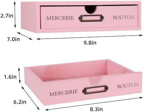 Wooden Drawers Pink Wood Desktop Organizer with Drawers - Image 3