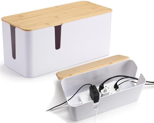 ZhiYo 2 Pack Cable Management Box, Large & XL, Power Strip Organizer, White by ZhiYo
