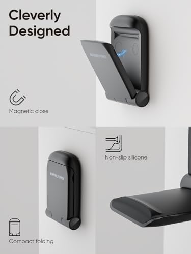 MAMUVIMO Headphone Stand, Headset Stand Foldable ＆ Sticky, Headphone Holder Hook Mount with Non-Slip Silicone, Adhesive Earphone Desk Hanger Clip Space-Saving for Airpods Max, All Earphones- Black - Image 5