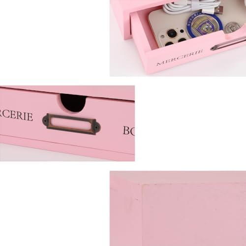 Wooden Drawers Pink Wood Desktop Organizer with Drawers - Image 6