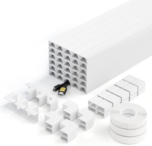 Delamu Cable Hider, 472in Cord Hider Cord Covers for 1 Wire on Wall, Premium Wire Covers for Cords, Cable Cover Organizer, TV Wires Hiders for Wall Mounted Tv, L15.7X W0.55x H0.4in, White by DELAMU