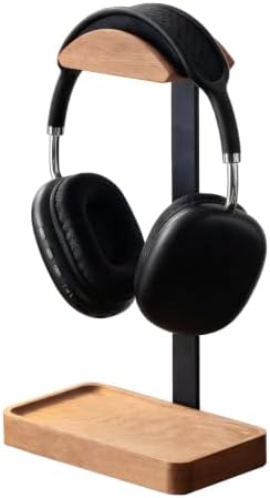 muso wood Oak Headphone Stand, Wood Headset Stand with Storage Base by Musowood