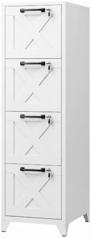 File Cabinet with Lock Metal Vertical File Cabinet with 3 Drawers Office Home Narrow File Cabinet for A4 Legal/Letter Size,Assembly Required by BYNSOE