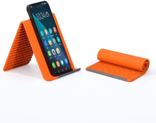 Flexible Silicone Phone Stand, Foldable & Portable Multi-Angle Holder for iPhone, iPad, Tablet & Laptop, Anti-Slip Adjustable Desktop Stand for Travel, Desk & Bed (Orange*2) by Unknown