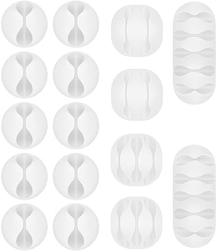 16pcs Cable Clips for Organizing Nightstand Phone Chargers (White) by Shintop