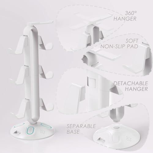 RGB Headphone Stand and Controller Holder With 9 Light Modes - 2 USB Charging Ports, 3.5mm & Type-C - Hanger Accessories for Desk and Gamer (White) - Image 6