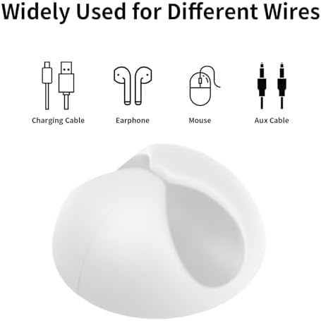 12PCS White Adhesive Cable Clips Cord Organizer for Wire Management - Image 3