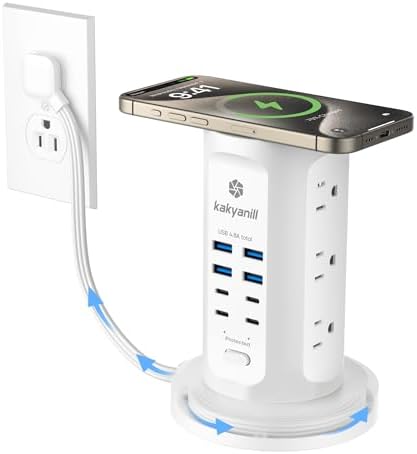 Power Strip Tower, kakyanill Charging Station 9 AC Outlets 8 USB Ports by kakyanill