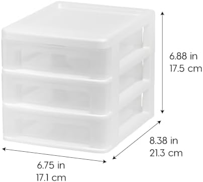 IRIS USA 4-Pack 3-Drawer Small Desktop Organizer, Stackable, White - Image 3