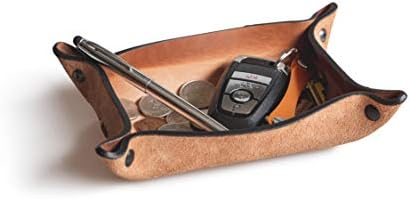 Main Street Forge Leather Valet Tray for Men – Rustic EDC Organizer for Keys, Phone & Wallet – Made in USA - Charred Oak by MainStreetForge
