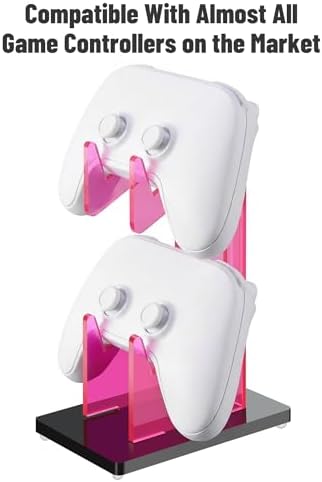 NiHome Rose Pink Acrylic 2-Tier Universal Game Controller Headset Holder Stand for PS5 Xbox ONE Switch Colorful Controller Stand Gaming Accessories Anti-Slip Stable Acrylic Clear Headphone Holder - Image 4