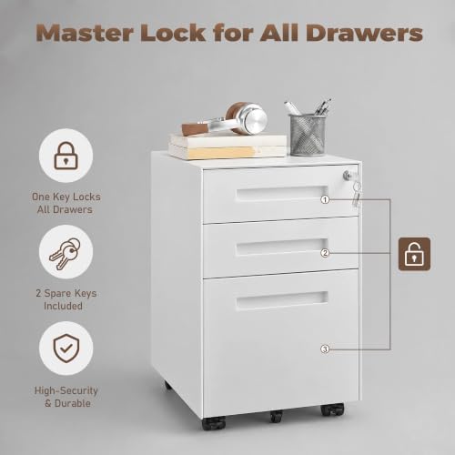 Fully Assembled Home Office Filing Cabinet with Lock - Image 7