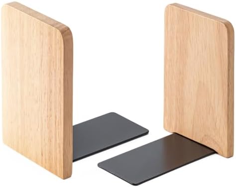 Wood Bookends 2 Pack | Heavy Duty | Organizer for Books, CD, Files Home Office School by Unknown
