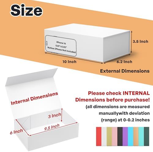 White Gift Box, 9.5x6x3'' Gift Boxes with Lids for Presents - Image 2