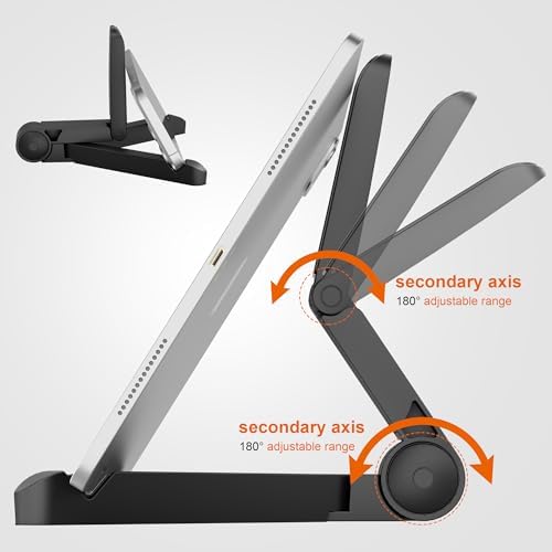 FoldableTablet Phone Stand Holder Portable Monitor Light Weight,iPad for Desk Adjustable Height,Compact Design, Travel Easy Storage, Compatible with MosTablets Kindle Fire and Smart Phones - Image 2