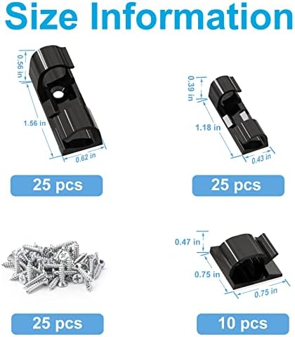 TidyHelper Adhesive Cable Clips Black (M&L Sizes, 60 PCS), Indoor/Outdoor - Image 2