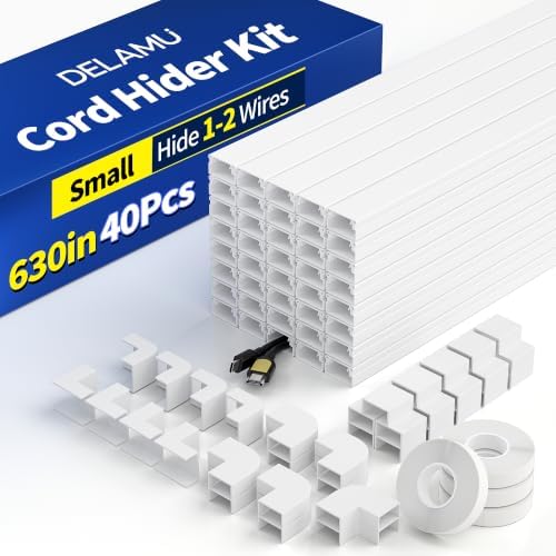 Delamu Cable Hider, 630in Cord Hider Cord Covers for 1 Wire on Wall, Premium Wire Covers for Cords, Cable Cover Organizer, TV Wires Hiders for Wall Mounted Tv, L15.7X W0.55x H0.4in, White - Image 2