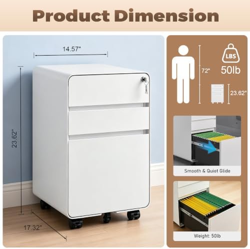 3 Drawer Mobile File Cabinets for Home Office - Image 3
