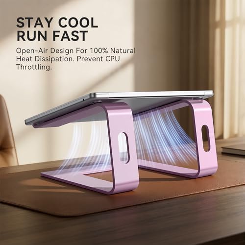 SOUNDANCE Laptop Stand, Aluminum Ergonomic Desk Riser, 10-15.6", Pink - Image 3