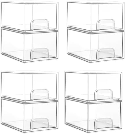 Vtopmart 8 Pack Small Clear Stackable Storage Drawers for Desk, Countertop by Vtopmart