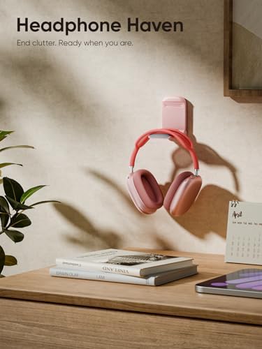 MAMUVIMO Headphone Stand, 2 Pack Headset Stand Foldable＆Sticky, Headphone Holder Hook Mount with Non-Slip Silicone, Adhesive Earphone Desk Hanger Clip Space-Saving for Airpods Max, All Earphones-Pink - Image 2
