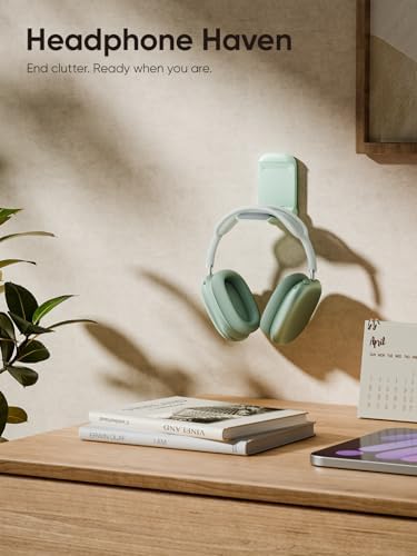 MAMUVIMO Headphone Stand, Headset Stand Foldable ＆ Sticky, Headphone Holder Hook Mount with Non-Slip Silicone, Adhesive Earphone Desk Hanger Clip Space-Saving for Airpods Max, All Earphones- Green - Image 6