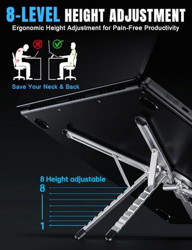 Laptop Stand - Portable Tablet Riser iPad Desk Mount, Silver - Image 4